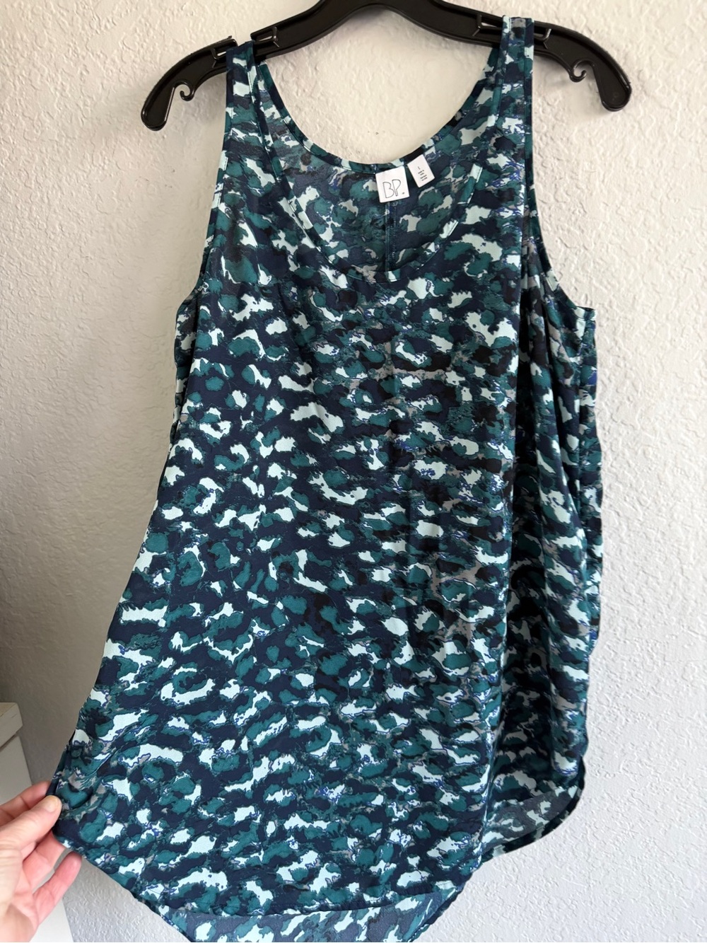Brass Plum (Bp) Teal Multi-Print Scoop Neck Tank